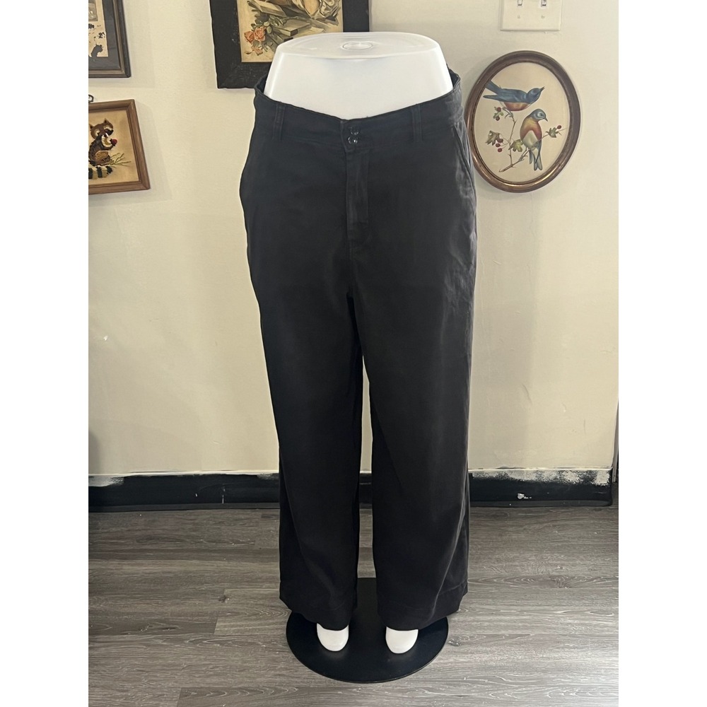 Everlane Black Organic Cotton High Rise Wide Leg Casual Pants Size 14